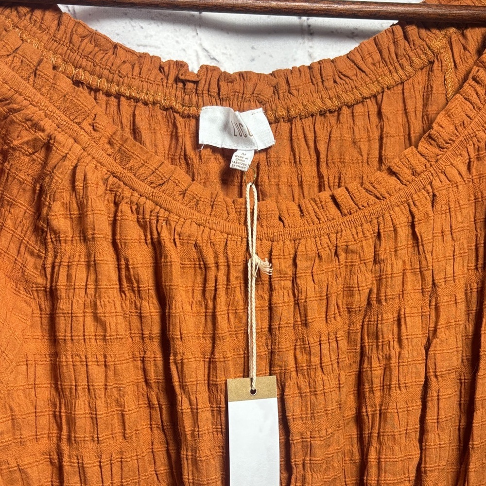 Luca Boho Long Sleeve Orange Dress - Picture 4 of 11